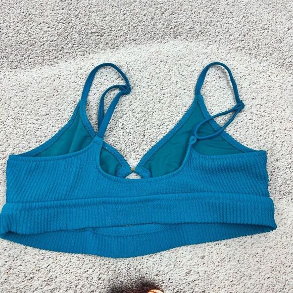 Aerie Women's Scoop Bikini Top Blue Size L - Picture 4 of 7